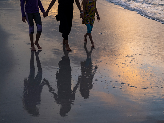 sunset beach walking