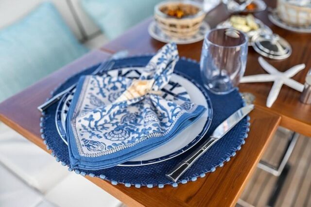 Repost from @pomegranate_inc
•
Luxury dining with Coral & Shell and @yacht_serena 💙🐚 
•
•
•
#yachtlife #blockprints #napkins #blueandwhite #shells #islandstyle #coastalcollection #yachtlife #yachting #luxuryyacht #yacht #travel #sailing #luxurytravel #sailingyacht #beneteau #yachtserena #serenayachtcharters